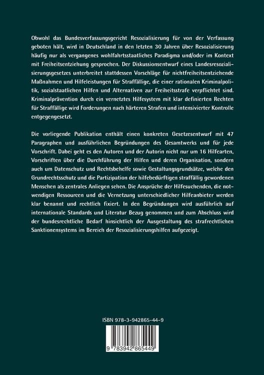 Produktbild: Diskussionsentwurf für ein Landesresozialisierungsgesetz