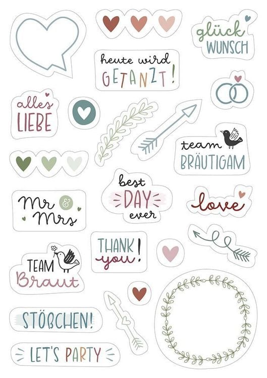 Produktbild: Brunnen Sticker-Set Hochzeit