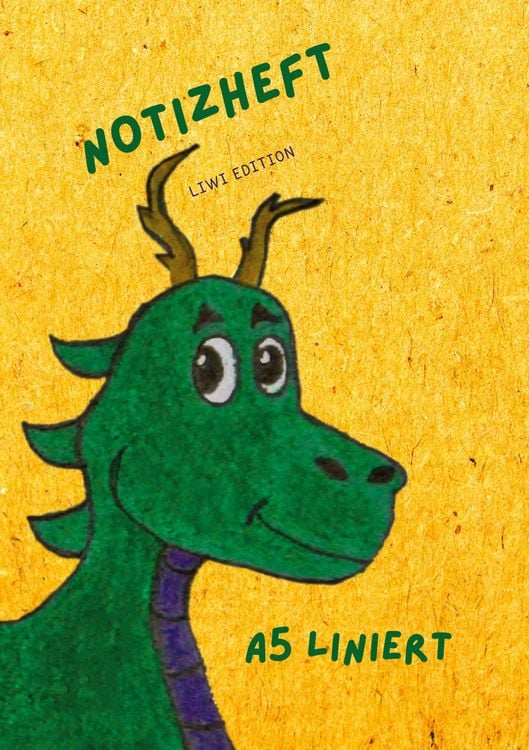 Produktbild: D&uuml;nnes Notizheft f&uuml;r Kinder - A5 liniert - Softcover Drache