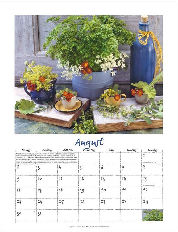 Produktbild: Augenschmaus Kalender 2027 - Gew&uuml;rze und Kr&auml;uter rund ums Jahr