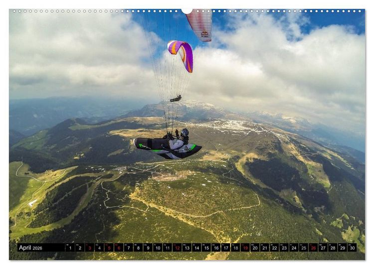 Produktbild: Paragliding - die Faszination des Fliegens (hochwertiger Premium Wandkalender 2026 DIN A2 quer), Kunstdruck in Hochglanz