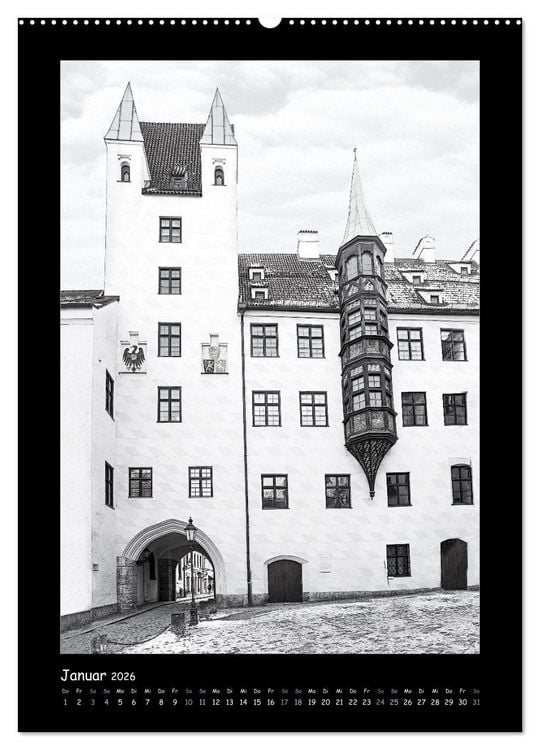 Produktbild: Liebenswertes M&uuml;nchen 2026 - Stilisierte Fotografien in schwarzwei&szlig; (Wandkalender 2026 DIN A2 hoch), CALVENDO Monatskalender