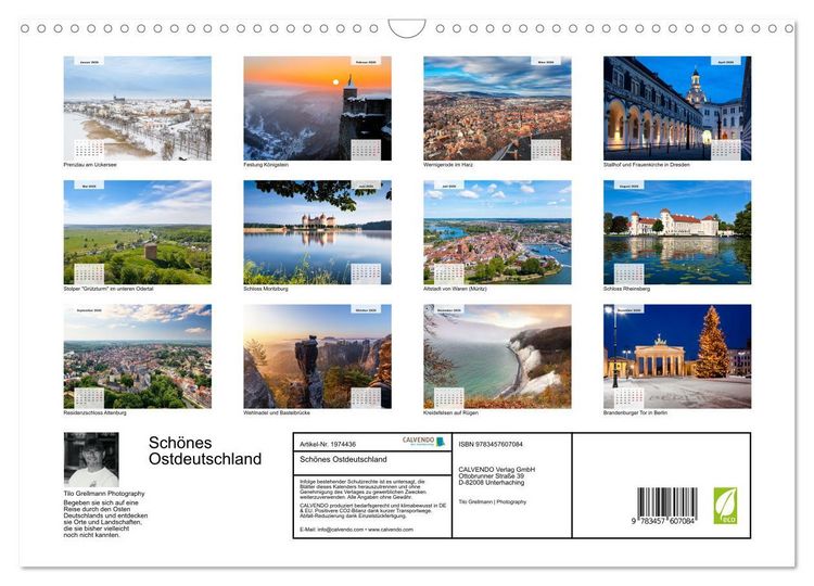 Produktbild: Sch&ouml;nes Ostdeutschland (Wandkalender 2026 DIN A3 quer), CALVENDO Monatskalender