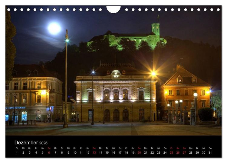 Produktbild: Europ&auml;ische St&auml;dte bei Nacht (Wandkalender 2026 DIN A4 quer), CALVENDO Monatskalender