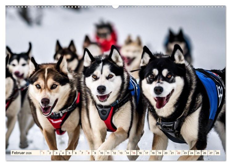 Produktbild: Siberian Huskies - die Extremsportler (hochwertiger Premium Wandkalender 2026 DIN A2 quer), Kunstdruck in Hochglanz