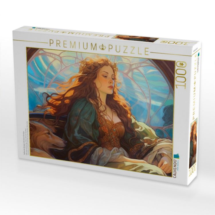 Produktbild: CALVENDO Puzzle Keltische K&ouml;nigin mit ihren Hunden | 1000 Teile Lege-Gr&ouml;&szlig;e 64x48cm Foto-Puzzle f&uuml;r gl&uuml;ckliche Stunden