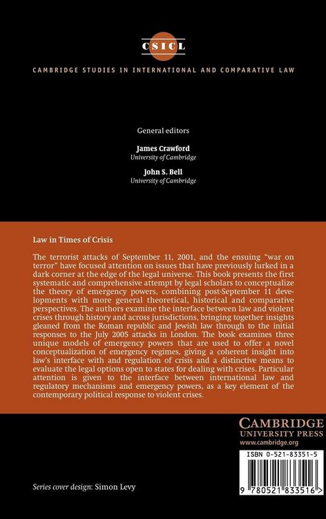 Produktbild: Law in Times of Crisis