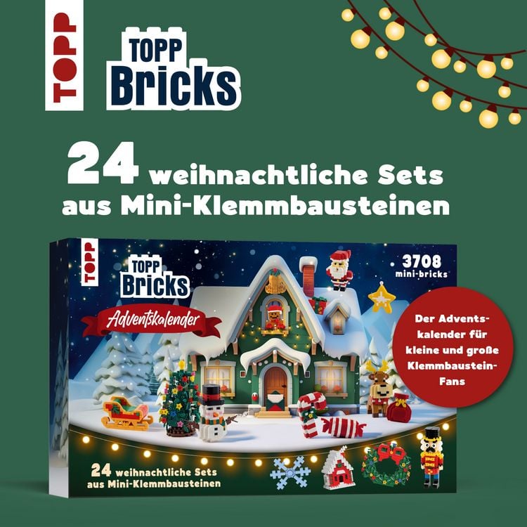 Produktbild: TOPP Bricks Adventskalender &ndash; 24 weihnachtliche Sets aus Mini-Klemmbausteinen