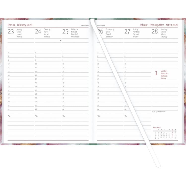 Produktbild: Campustimer Blue Marble - A5 Semester-Planer - Studenten-Kalender 2025/2026 - Notiz-Buch - Marmor - Weekly - Alpha Edition