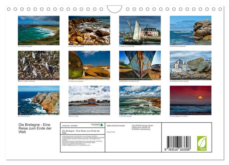 Produktbild: Die Bretagne - Eine Reise zum Ende der Welt (Wandkalender 2026 DIN A4 quer), CALVENDO Monatskalender