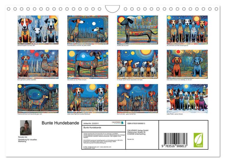Produktbild: Bunte Hundebande (Wandkalender 2027 DIN A4 quer), CALVENDO Monatskalender