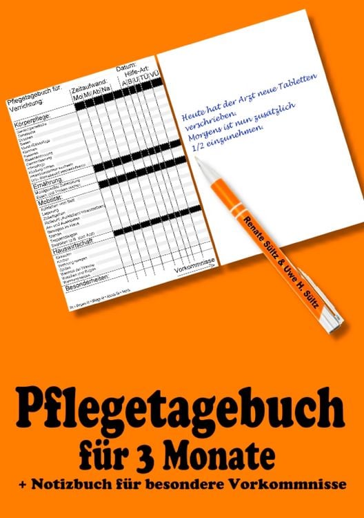 Produktbild: Pflegetagebuch f&uuml;r 3 Monate - inkl. Notizbuch