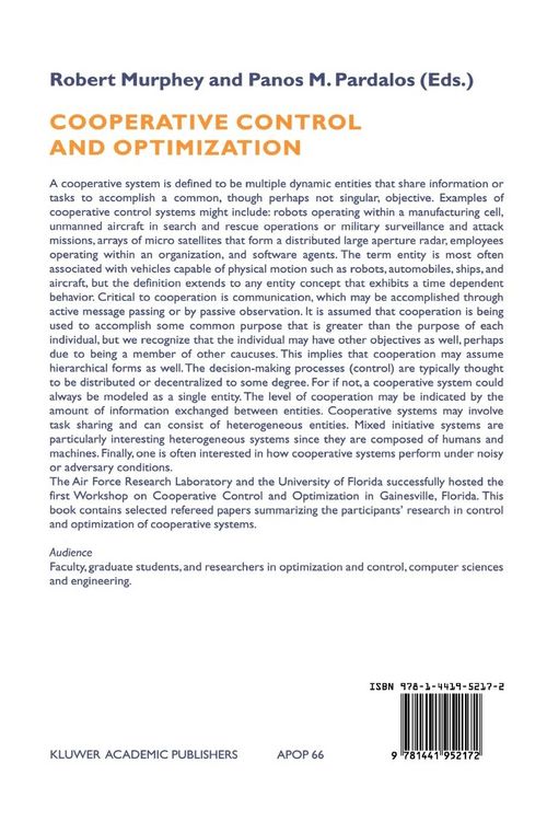 Produktbild: Cooperative Control and Optimization