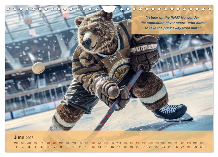 Produktbild: The most charming ice hockey animals in action (Wall Calendar 2026 DIN A4 landscape), CALVENDO 12 Month Wall Calendar