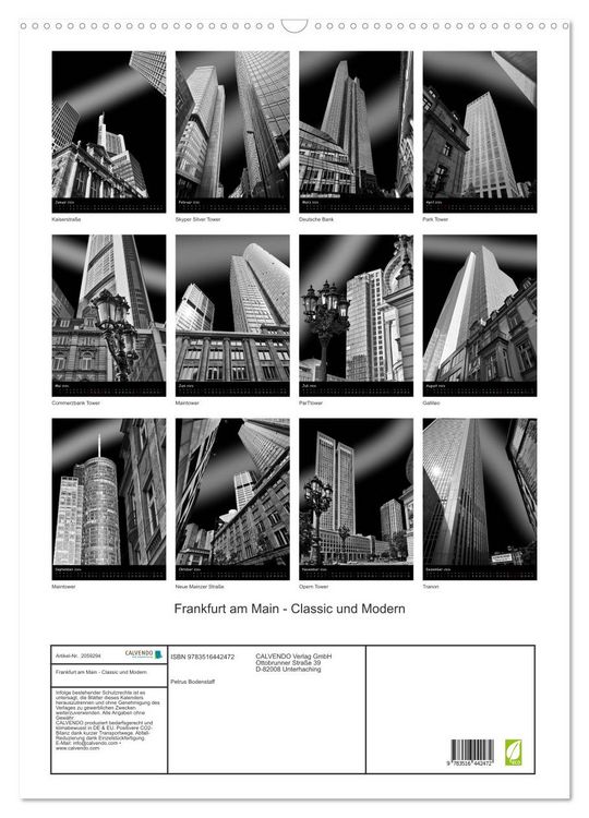 Produktbild: Frankfurt am Main - Classic und Modern (Wandkalender 2026 DIN A2 hoch), CALVENDO Monatskalender
