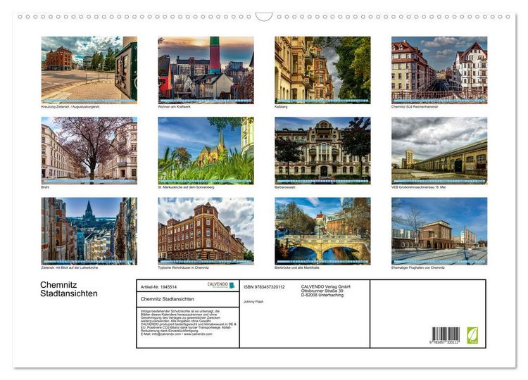 Produktbild: Chemnitz Stadtansichten (Wandkalender 2026 DIN A2 quer), CALVENDO Monatskalender