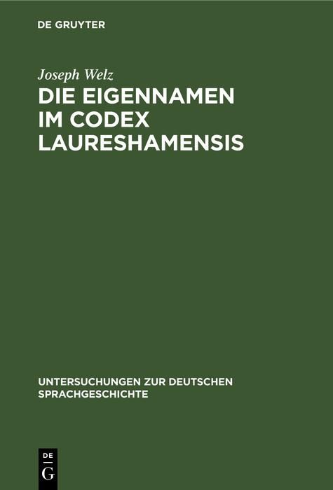 Produktbild: Die Eigennamen im Codex Laureshamensis