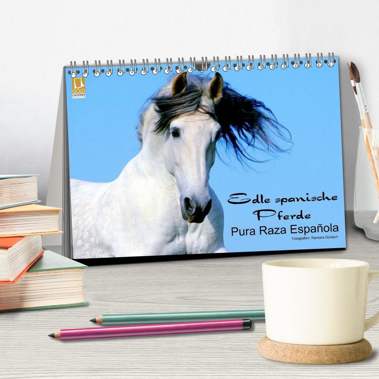 Produktbild: Edle spanische Pferde - Pura Raza Espanola (Tischkalender 2026 DIN A5 quer), CALVENDO Monatskalender