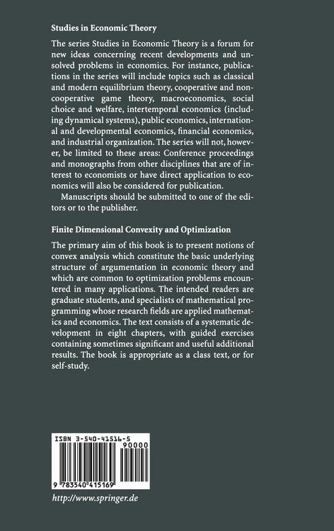 Produktbild: Finite Dimensional Convexity and Optimization