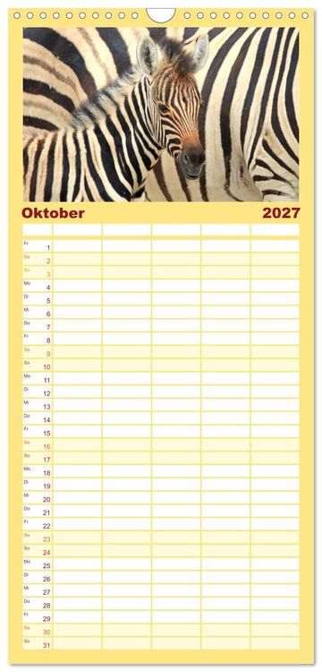 Produktbild: Familienplaner 2027 - Wildes Kinderzimmer - Tierkinder in Afrika mit 5 Spalten (Wandkalender, 21 x 45 cm) CALVENDO