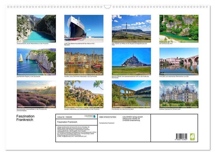 Produktbild: Faszination Frankreich (Wandkalender 2026 DIN A2 quer), CALVENDO Monatskalender