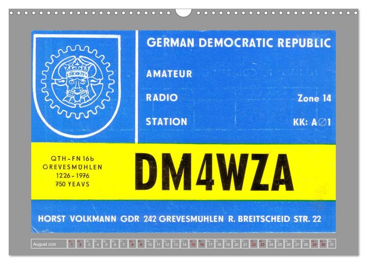 Produktbild: DDR - Ostalgie auf QSL-Karten (Wandkalender 2026 DIN A3 quer), CALVENDO Monatskalender