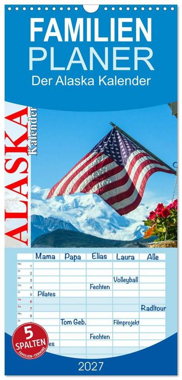 Produktbild: Familienplaner 2027 - Der Alaska Kalender mit 5 Spalten (Wandkalender, 21 x 45 cm) CALVENDO