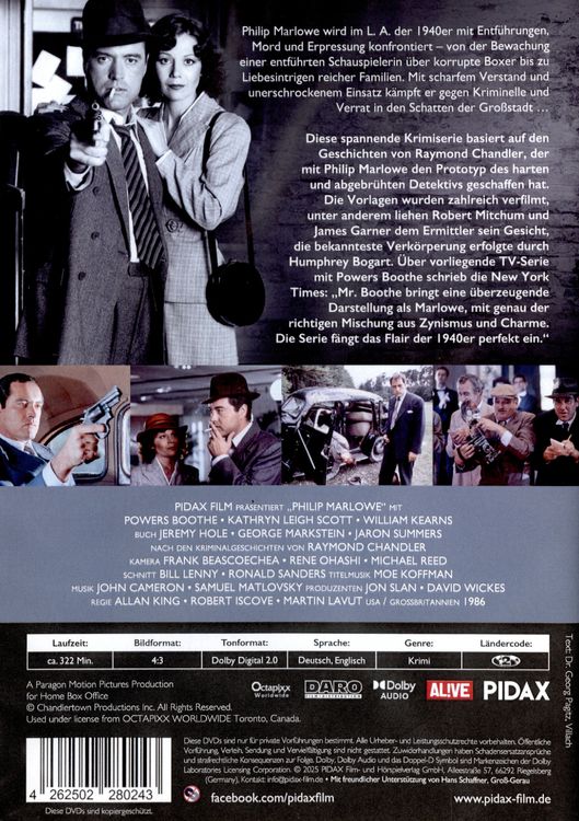 Produktbild: Philip Marlowe, Staffel 2 / Weitere 6 Folgen der preisgekr&ouml;nten Krimiserie nach den Kriminalgeschichten von Raymond Chandler (Pidax Serien-Klassiker) [2 DVDs]