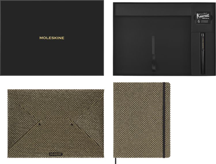Produktbild: Moleskine Shine Sammlerbox: undatierter Wochenkalender Gold Gold Umschlag Kaweco F&uuml;llfederhalter, schwarz
