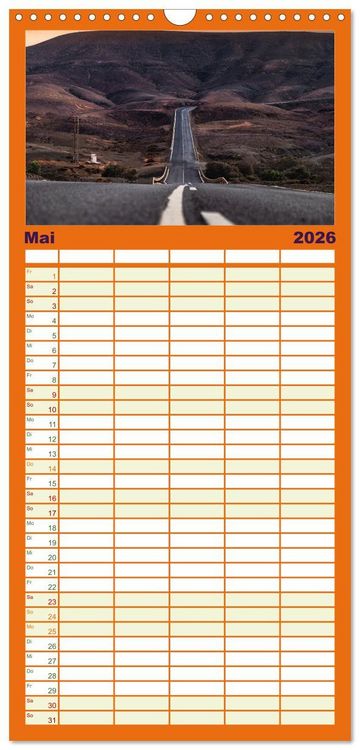 Produktbild: Familienplaner 2026 - Fuerteventura - Reise &uuml;ber die Vulkaninsel mit 5 Spalten (Wandkalender, 21 x 45 cm) CALVENDO