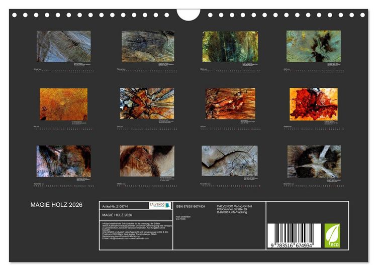 Produktbild: MAGIE HOLZ 2026 (Wandkalender 2026 DIN A4 quer), CALVENDO Monatskalender