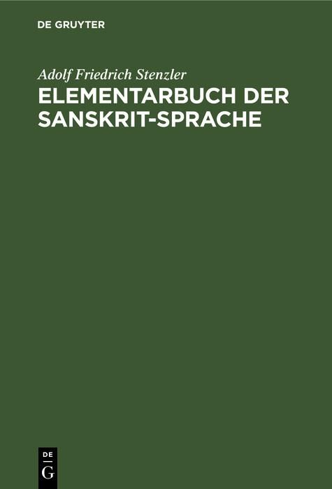 Produktbild: Elementarbuch der Sanskrit-Sprache