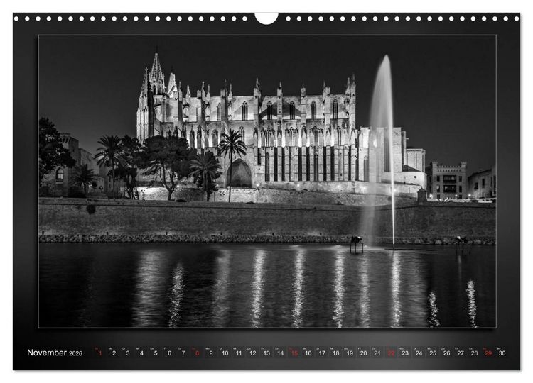 Produktbild: Mallorca Schwarz Wei&szlig; (Wandkalender 2026 DIN A3 quer), CALVENDO Monatskalender