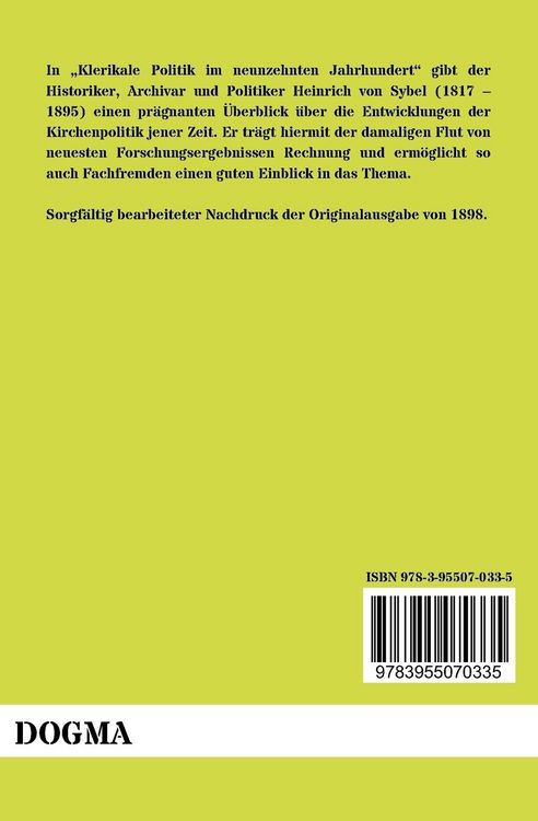 Produktbild: Klerikale Politik im neunzehnten Jahrhundert