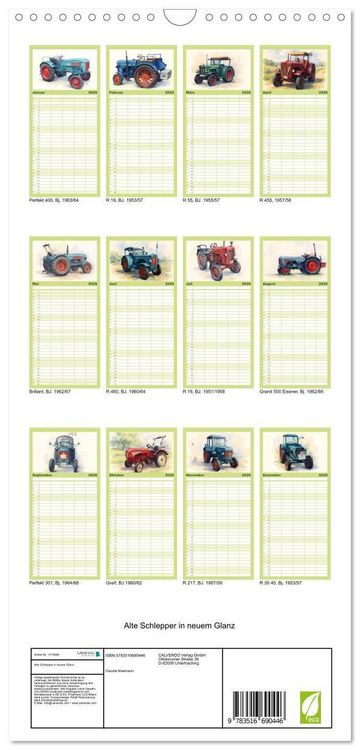 Produktbild: Familienplaner 2026 - Alte Schlepper in neuem Glanz mit 5 Spalten (Wandkalender, 21 x 45 cm) CALVENDO