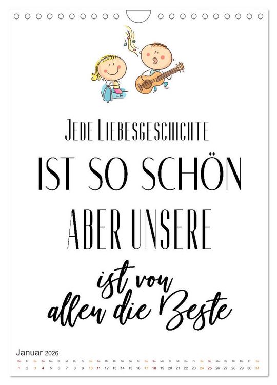 Produktbild: Liebesspr&uuml;che (Wandkalender 2026 DIN A4 hoch), CALVENDO Monatskalender