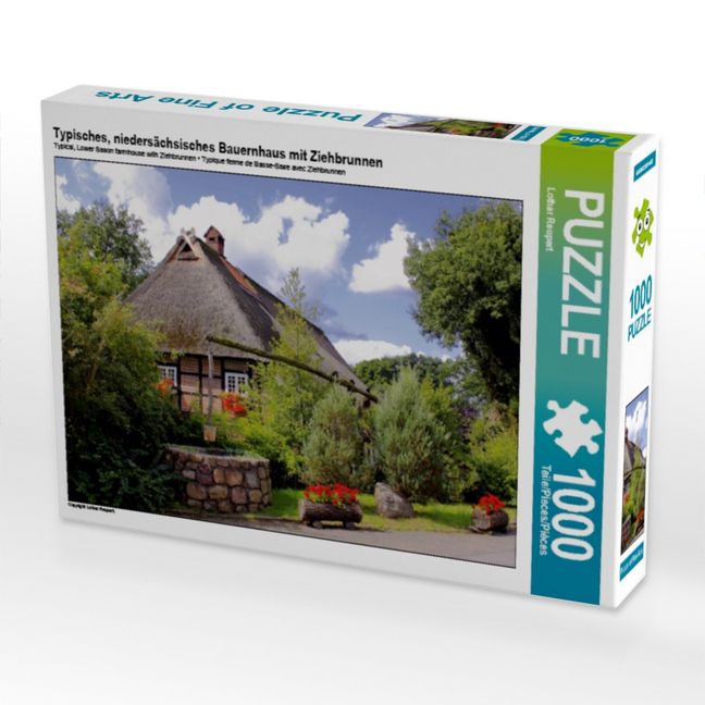 Produktbild: CALVENDO Puzzle Typisches, nieders&auml;chsisches Bauernhaus mit Ziehbrunnen | 1000 Teile Lege-Gr&ouml;&szlig;e 64x48cm Foto-Puzzle f&uuml;r gl&uuml;ckliche Stunden