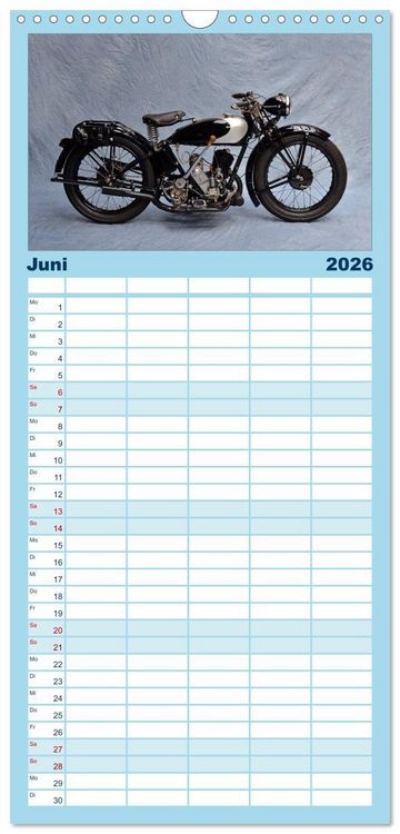 Produktbild: Familienplaner 2026 - Deutsche Motorrad Oldtimer mit 5 Spalten (Wandkalender, 21 x 45 cm) CALVENDO