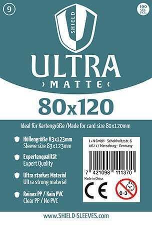 Produktbild: Shield Ultra Matte 9 - 100 Super Sleeves f&uuml;r Kartengr&ouml;&szlig;e 80 x 120 mm