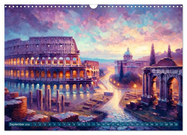 Produktbild: Impressionistische Skylines - Weltst&auml;dte von KI visualisiert (Wandkalender 2026 DIN A3 quer), CALVENDO Monatskalender