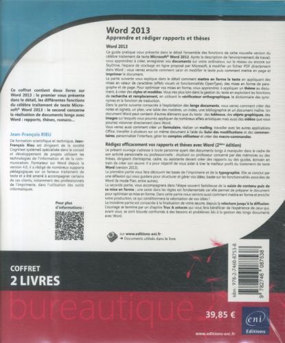 Produktbild: Word 2013 : apprendre et r&eacute;diger rapports et th&egrave;ses : coffret 2 livres