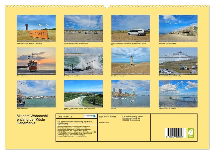 Produktbild: Mit dem Wohnmobil entlang der K&uuml;ste D&auml;nemarks (hochwertiger Premium Wandkalender 2026 DIN A2 quer), Kunstdruck in Hochglanz