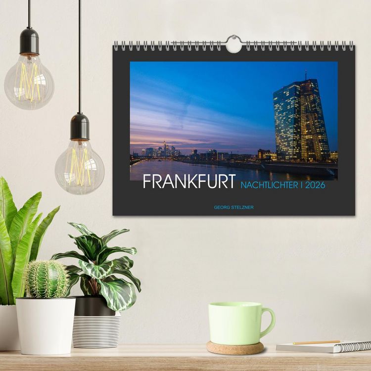 Produktbild: FRANKFURT - Nachtlichter 2026 (Wandkalender 2026 DIN A4 quer), CALVENDO Monatskalender