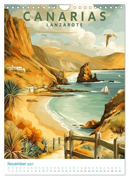 Produktbild: Kanarische Inseln - Old School Poster Style (Wandkalender 2027 DIN A4 hoch), CALVENDO Monatskalender