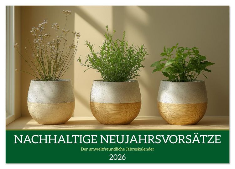 Produktbild: Nachhaltige Neujahrsvors&auml;tze - Der umweltfreundliche Jahreskalender (Wandkalender 2026 DIN A2 quer), CALVENDO Monatskalender