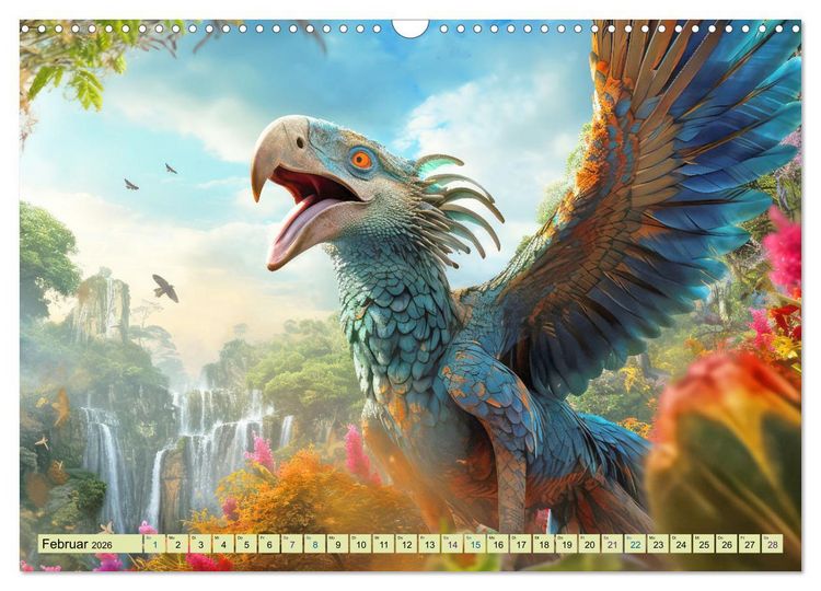 Produktbild: Urzeittiere - KI-Fantasiebilder (Wandkalender 2026 DIN A3 quer), CALVENDO Monatskalender