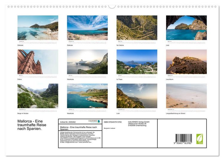 Produktbild: Mallorca - Eine traumhafte Reise nach Spanien. (Wandkalender 2026 DIN A2 quer), CALVENDO Monatskalender