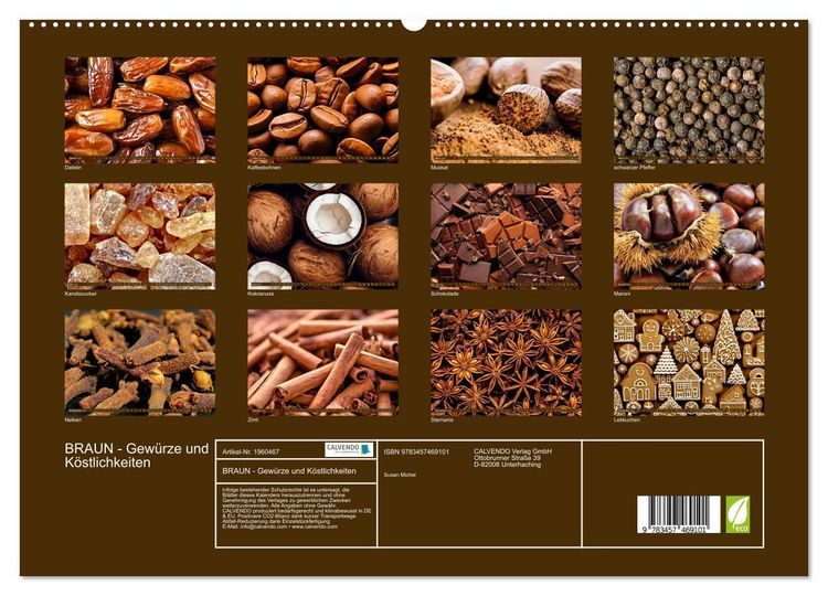 Produktbild: BRAUN - Gew&uuml;rze und K&ouml;stlichkeiten (hochwertiger Premium Wandkalender 2026 DIN A2 quer), Kunstdruck in Hochglanz
