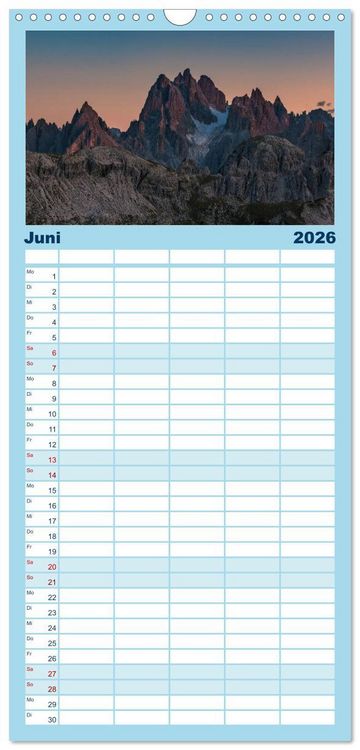 Produktbild: Familienplaner 2026 - Dolomiten - S&uuml;dtirol mit 5 Spalten (Wandkalender, 21 x 45 cm) CALVENDO