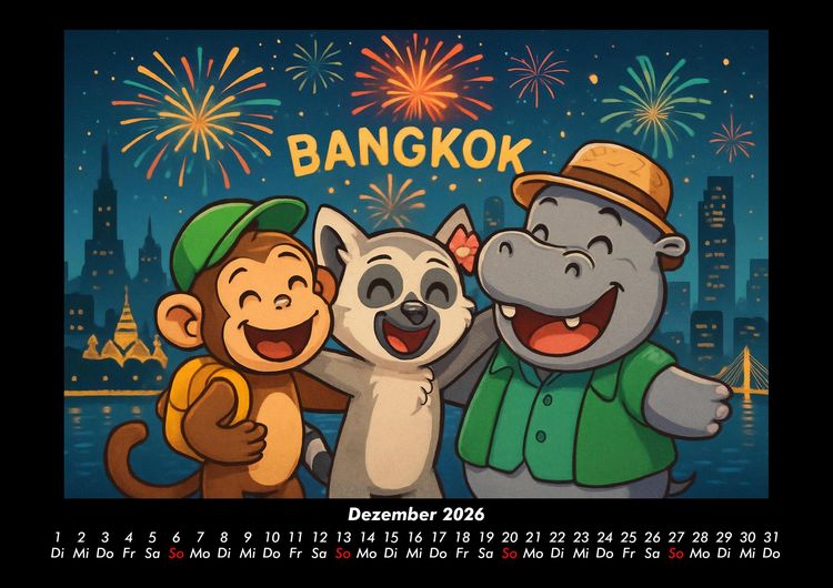 Produktbild: Milo, Lulu & Sash in Bangkok 2026 Fotokalender DIN A3